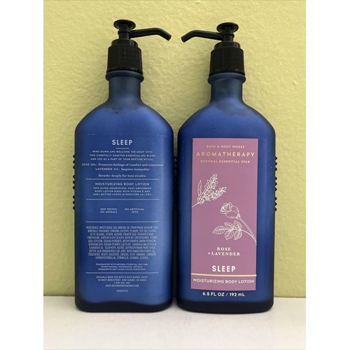 2 x Aromatherapy Moisturizing Bath Body Lotion 6.5 Ounce ROSE LAVENDER SLEEP