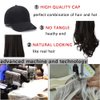iLUU Black Wig Hair and Black Hat Baseball Cap with Hair Extensions Synthetic Wavy Wig Hat Adjustable Baseball Hat and 14" Heat Resistent Hairpieces for Women Girl Daily Use (Black)