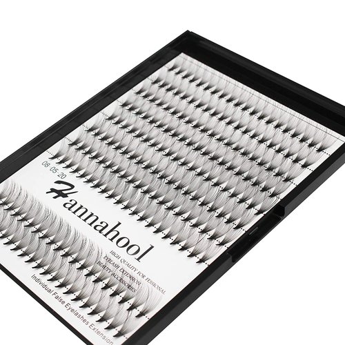 Hannahool 10Rows-200Pcs 20D Natural Long Individual False Eyelashes Cluster Thickness 0.07mm D Curl Volume Premade Fans Eye Lashes Extensions Soft and Lightweight Dramatic Look (14mm)