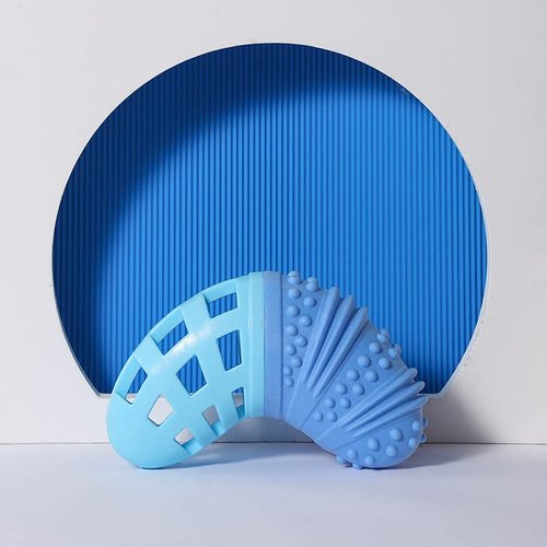 Food Leakage Ball Toy Pet Molars Bite Resistant Tooth Cleaning Dog Toy Treating Dispensing Dog Toys, Dog Brain Stimulating Toys, Durable Chew Toys,Interactive Dog Toys(Blue Crescent)