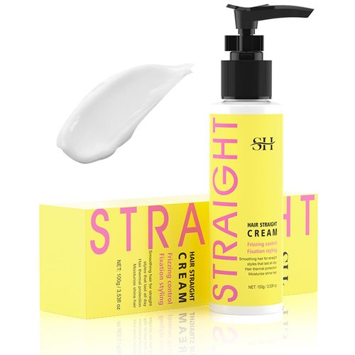 gowwim Hair Straightener Cream,Keratin Hair Treatment Straightening,Smooths Frizz, Curly Hair Becomes Straight in 5mins,Used With Hair Straightener,3.38Oz(100g）