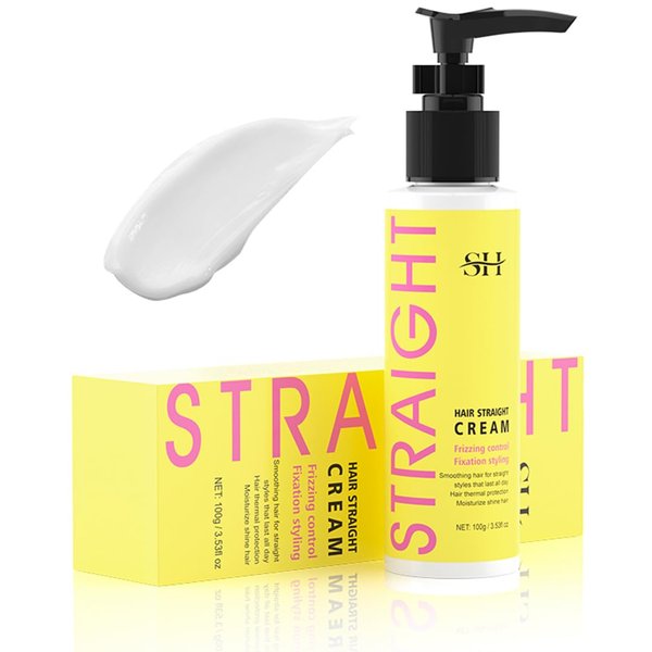 gowwim Hair Straightener Cream,Keratin Hair Treatment Straightening,Smooths Frizz, Curly Hair Becomes Straight in 5mins,Used With Hair Straightener,3.38Oz(100g）