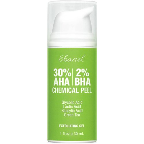 Ebanel 30% AHA 2% BHA Chemical Peel Exfoliant Gel, Face Peel with Glycolic Acid, Salicylic Acid, Lactic Acid, Green Tea, Chamomile for Acne Scars, Dark Spots, Wrinkles, Fine Lines