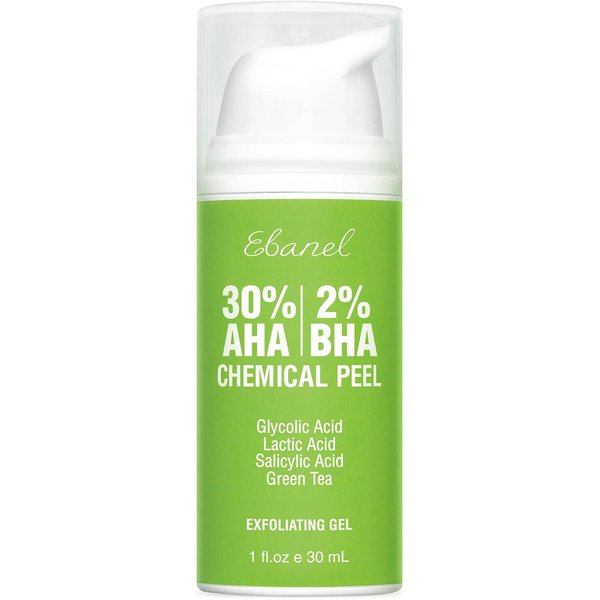 Ebanel 30% AHA 2% BHA Chemical Peel Exfoliant Gel, Face Peel with Glycolic Acid, Salicylic Acid, Lactic Acid, Green Tea, Chamomile for Acne Scars, Dark Spots, Wrinkles, Fine Lines