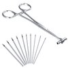 DJCIW Septum Clamps with 20Pcs Piercing Needles 14G 16G 18G 20G,Surgical Stainless Steel Septum Forceps for Nose Septum Piercing