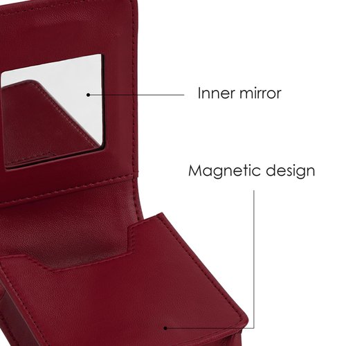 JANKOW Lipstick Case with Mirror for Purse, Mini Lipstick Holder Purse, Small Cosmetic Bag for Lipsticks, Travel Lipstick Pouch, Portable Makeup Cosmetic Pouch (1Pcs Red)