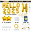 Gold Hello 2025 Balloons Numbers New Years Decorations with Star Balloons for New Years Eve Party Supplies 2025, New Year Balloons for Happy New Year Decorations 2025, NYE Decorations 2025