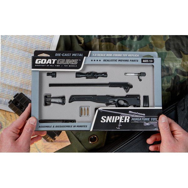 GoatGuns Miniature Sniper Model Black | 1:3 Scale Die Cast Metal Build Kit…