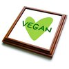 8x8 Trivet with 6x6 Ceramic Tile - Vegan Heart Funny Gift for a Vegan Friend 3dRose - Rosette - Vegan