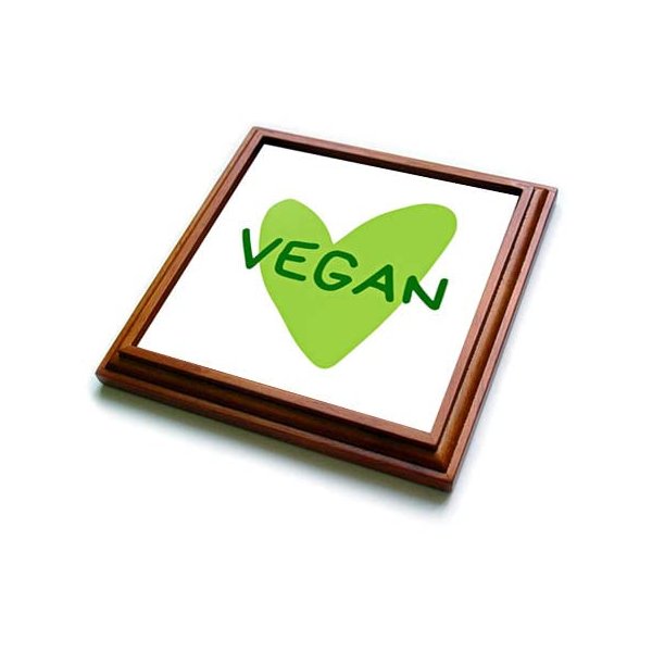 8x8 Trivet with 6x6 Ceramic Tile - Vegan Heart Funny Gift for a Vegan Friend 3dRose - Rosette - Vegan