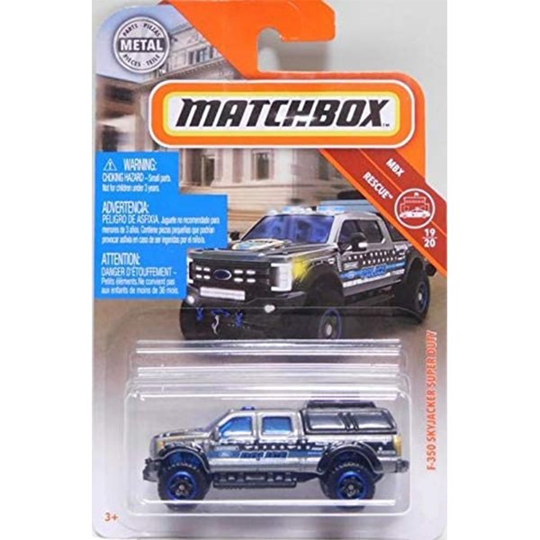 Matchbox '17 F-350 Skyjacker Super Duty Police Truck 50/100 MBX Rescue 19/20 Silver 4x4 Vehicle Die Cast 1:64 Toy Car