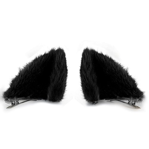 Luwint Cat Ears Hair Clips Furry Cat Barrettes Headwear Cute Black Catwomen Hairpin Accessory for Halloween Costume Dress Anime Cosplay Party Favors