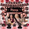 Happy Work Anniversary Decorations Rose Gold Happy Workiversary Banner Honeycomb Centerpieces Hanging Swirls Tissue Paper Pompoms Sash Set for Women Office Employee Worker Appreciation Party Supplies