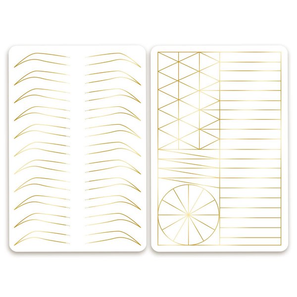 Guapa 2pcs Silicone Permanent Makeup Practice Skin Dual-Sided Brows Lips Brushing Tiny Tattoo Practice Skin with Design (White Skin-Golden Outlines)