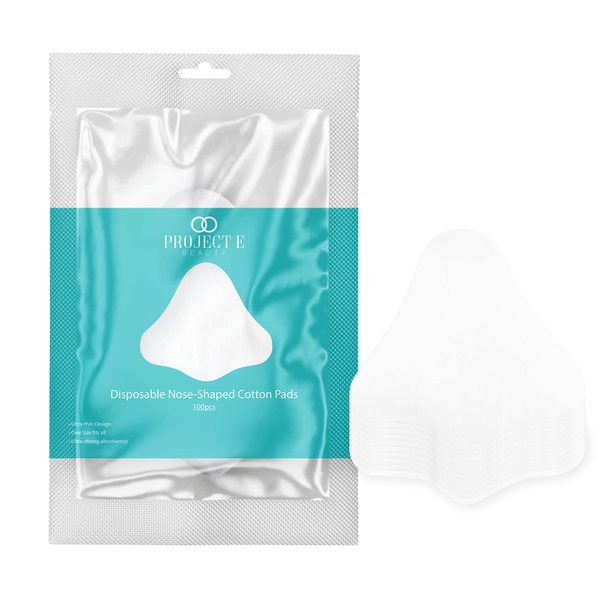 100pcs Disposable DIY Non-Woven Nose Mask Paper by Project E Beauty | Cotton Nose Care Mask | For Skincare & Spa Salon Use | Nose Paper for Toner, Serum, or Lotion (100, Nose Shaped)