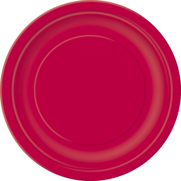 Ruby Red Solid Round Dessert Paper Plates - 7" (Pack of 20) - Vibrant Party Plates for Appetizing Treats - Perfect for Birthdays & Events