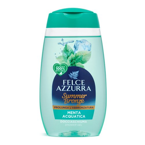Felce Azzurra Summer Bronze Shower Gel, Aquatic Mint, 8.4 oz - Nourishing Formula - Rich in Essential Oils - With Mint, Eucalyptus, and Freesia Notes