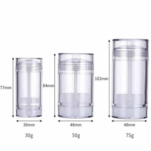 Minsily 10 Pcs 75ml Clear Empty Round Deodorant Containers 2.5 oz Twist Up Bottom Filling Stick Tube Plastic Lip Balm Tube Refillable Deodorant Bottle DIY Make Own Deodorant Lipstick Crayon Chapstick