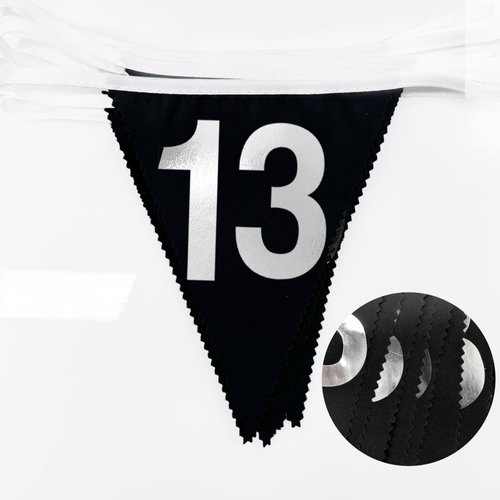 26Ft Silver Black 13th Birthday Party Decorations 13th Fabric Pennant Banner Garland Streamers for Girls Boys Official Teenager Omg Ur A Teenager Birthday Cheers to 13 Years Anniversary Supplies