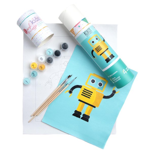 Pink Picasso Kits Paint by Number for Kids Ages 5-12 | DIY 8x10 Beginners Kids Paint Set Color by Numbers Canvas Painting Kits | As Seen On Shark Tank & Oprah's Favorite Thing| (Robot)