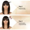 Guree Hair 12 Inch Light Yaki Bob Wigs for Black Women Wear And Go Glueless Wig Short Straight Blunt Cut Bob Wig With Bangs Natural Hairline Synthetic Bangs Wig for Daily Party Use(Highlight)