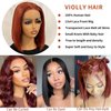Reddish Brown Short Bob Lace Front Wigs Human Hair 13x4 Auburn Colored Brown Copper Red HD Transparent Glueless Straight Lace Frontal Wigs Brazalian Virgin Human Hair Pre plucked with Babe Hair 14 Inc