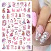 8 Sheets Easter Rabbit Nail Art Stickers Decals,3D Self-Adhesive Nail Art Accessories Cartoons, Rabbits, Animals, Hearts, Flowers,Designs Sticker Lovely Retro Rabbit Manicure DIY Nail Decorations