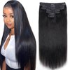 Clip in Hair Extensions Real Human Hair Black Women 20 INCH Natural Black Hair Extensions Straight Clip Ins Seamless Clip in Hair Extensions 8pcs with 18 Clips 120g