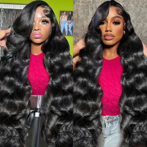 magicjoy Body Wave Lace Front Wig Human Hair Pre Plucked Glueless Human Hair 13x6 Lace Front Wigs Human Hair Body Wave Frontal Wigs for Black Women HD Lace Wigs 18 Inch 180% Density