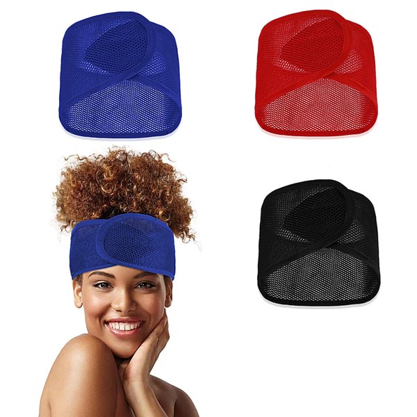 Aster 3 Pieces Mesh Hair Wraps for Black Women Sleeping, Adjustable Hair Covers for Sleeping, Natural Hair Wash Face Sleep hair Caps, Spa Headbands Hair Wraps for Sleeping for Long Short Hair