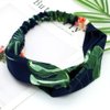 Aysekone 3 Pack Elastic Women's Tropical Beach Wind Summer Headbands Hair Accessories Turban Green Banana Leaves Printed Cross Knot Headwear Hair Bands for Lady Girls