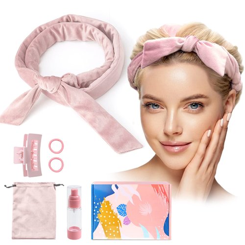 Lanzhire Heatless Hair Curler for Long Hair Curls (Pink)