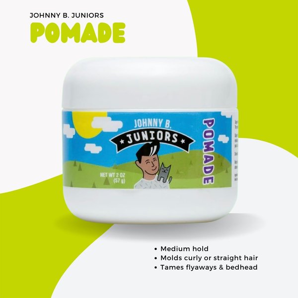 JOHNNY B. Juniors Hair Styling Pomade 2 oz. Jar Curly or Straight Hair for Kids