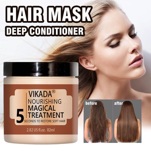 Vikada Hair Straightener Mask with Deep Repair, Vikada Nourishing Magical Treatment 5 Seconds to Restore Soft Hair, Deep Conditioner Hair Mask for Damaged Hair, Dry Hair and Curly Hair (1 Pc)