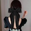 Hair Bows for Women Girls, 3 Pcs Red, White, Black Silky Satin Hair Bow Barrettes Long Tail Hair Ribbon Accessories