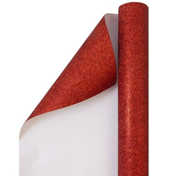 JAM Paper Gift Wrap - Glitter Wrapping Paper - 25 Sq Ft - Red Glitter - Roll Sold Individually
