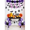 Halloween Birthday Party Decorations Balloon Banner Paper Pompom Cake Topper Hanging Swirl for Halloween Happy Boo Day Party Supplies