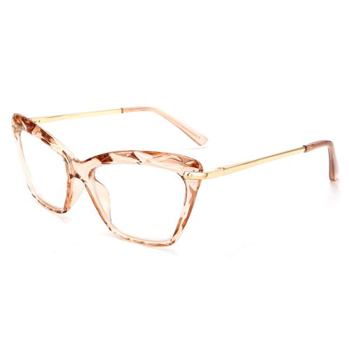 FEISEDY Crystal Cat Eye Reading Glasses Blue Light Blocking Reader Anti Eyestrain Glasses B2596 Champagne 1.00x