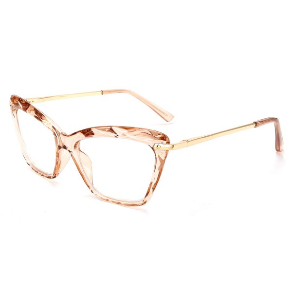 FEISEDY Crystal Cat Eye Reading Glasses Blue Light Blocking Reader Anti Eyestrain Glasses B2596 Champagne 1.00x