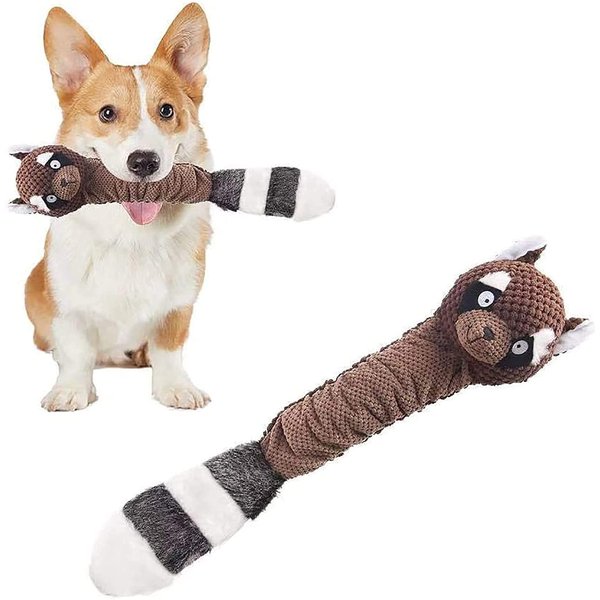 Dog Toy Plush Durable Small Dog Toys Low Stuffing Interactive Dog Plush Toys W/Squeaker Puppy Chew Toys Reduces Boredom (Medium, Raccoon) (Raccoon)