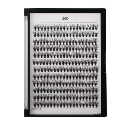 Bodermincer 1 Box Big Capacity 240 bundles 8-10-12-14-16mm Mixed 20D/30D/40D/60D/80D/100D Eyelash Extensions Strip Eyelashes Individual Lashes Natural Style 8-22mm to Choose (20D-12mm)