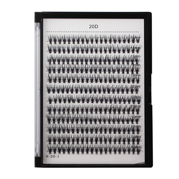 Bodermincer 1 Box Big Capacity 240 bundles 8-10-12-14-16mm Mixed 20D/30D/40D/60D/80D/100D Eyelash Extensions Strip Eyelashes Individual Lashes Natural Style 8-22mm to Choose (20D-12mm)