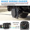 MICTUNING 4-Way Flat to 7-Way Round Blade Trailer Adapter Wiring Plug Connector with Mounting Bracket
