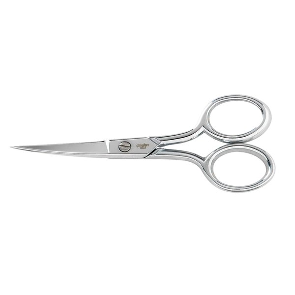 Gingher Appliqué Scissors - 6" Paddle-Shaped Scissors for Needlework and Rug Making - Silver