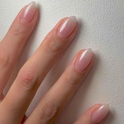 Foccna Press on Nails Medium, Pink Fake Nails Short Almond Acrylic False Nails,Artificial Nails for Women and Girls 24 pcs