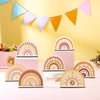 Geelin 12 Pcs Boho Rainbow Wooden Table Centerpieces, Birthday Party Sign Boho Rainbow Party Decorations Rainbow Centerpiece for Tables Baby Shower Boys Girls Birthday Party Supplies Ornament