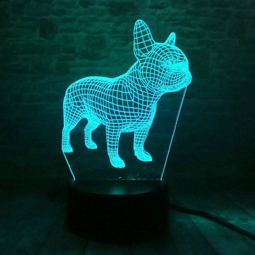 YKLWORLD French Bulldog Night Light 3D Illusion Table Lamp Puppy Dog 7 Changing Color Toys Birthday Christmas Gifts for Kids Boys Girls Home Bed Room Decor
