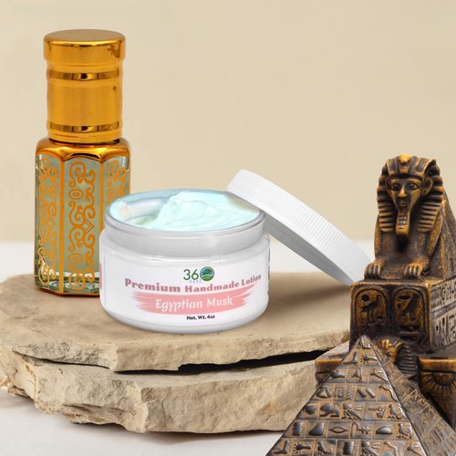 360Feel Egyptian Musk Body Lotion - Hydrates with Coconut & Olive Oil, Plant-Based, Non-Greasy, Sensitive Skin, All Day Use