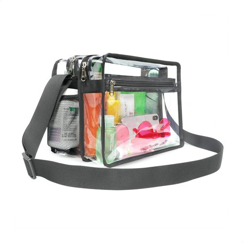 Mildbeer Clear Messenger Bag with 2 Compartments, Small Clear Crossbody Tote Bag for Stadium Events Concerts Festivals
