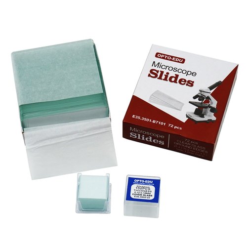 OPTO-EDU E35.3501 Blank Microscope Slides & 100-Pieces Square Cover Glass, Glass